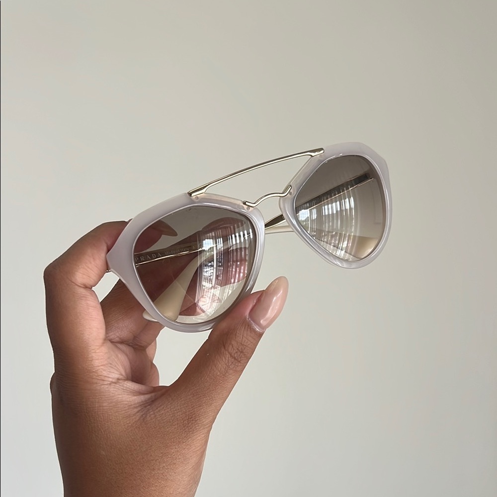 Prada White and Gold Sunglasses